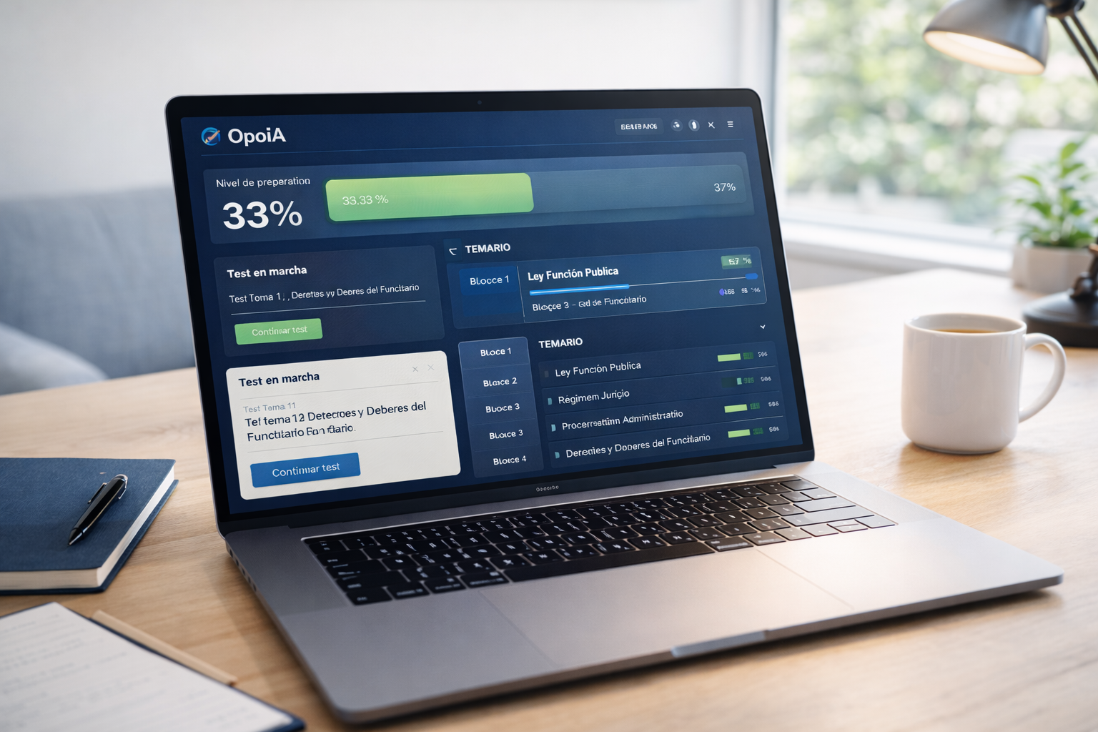 OpoIA panel principal de estudio