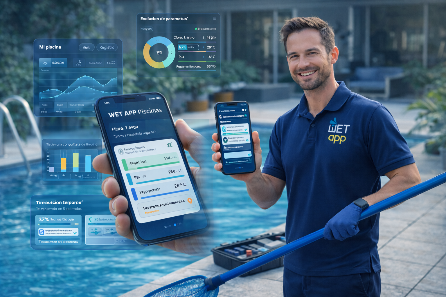 WET APP servicio en piscina